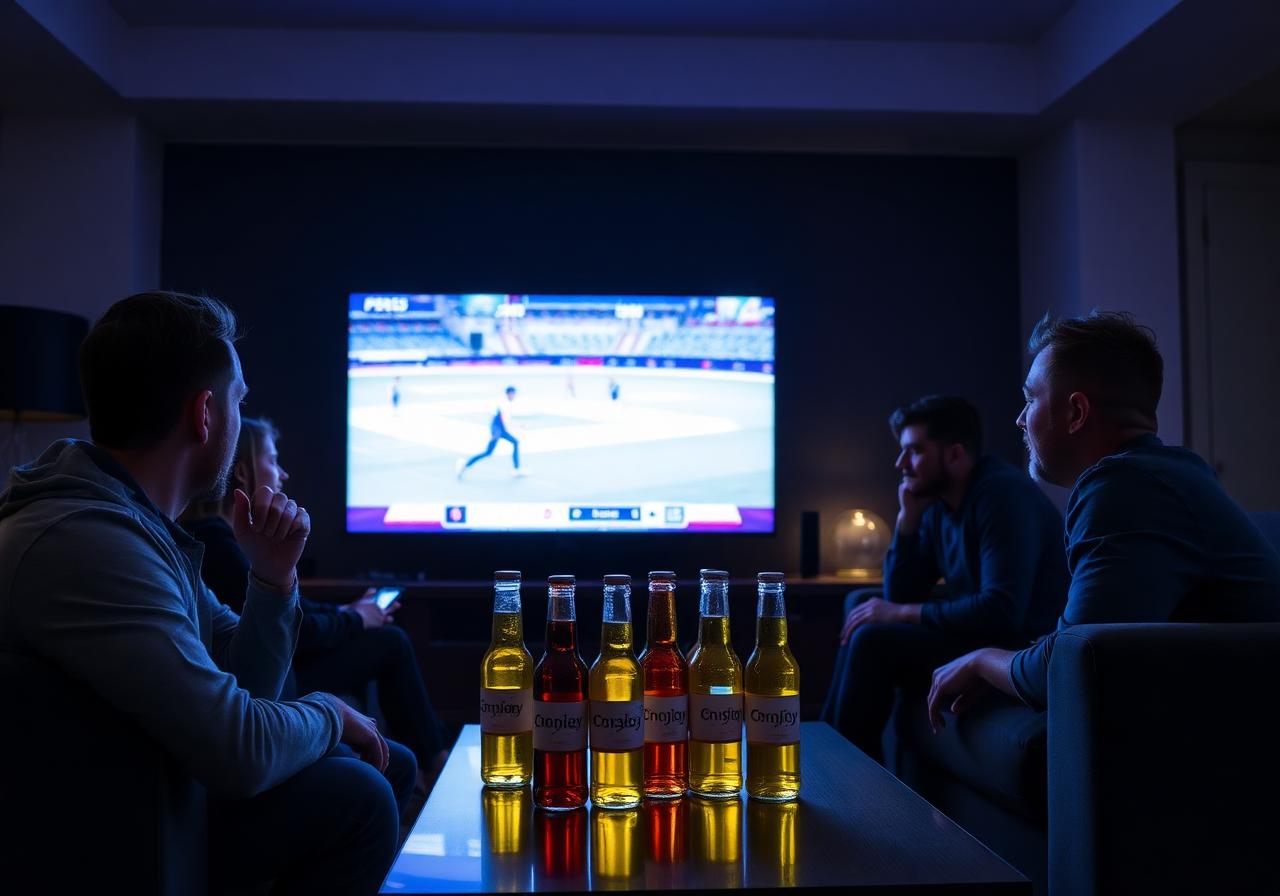 Friends watching IPL with beer